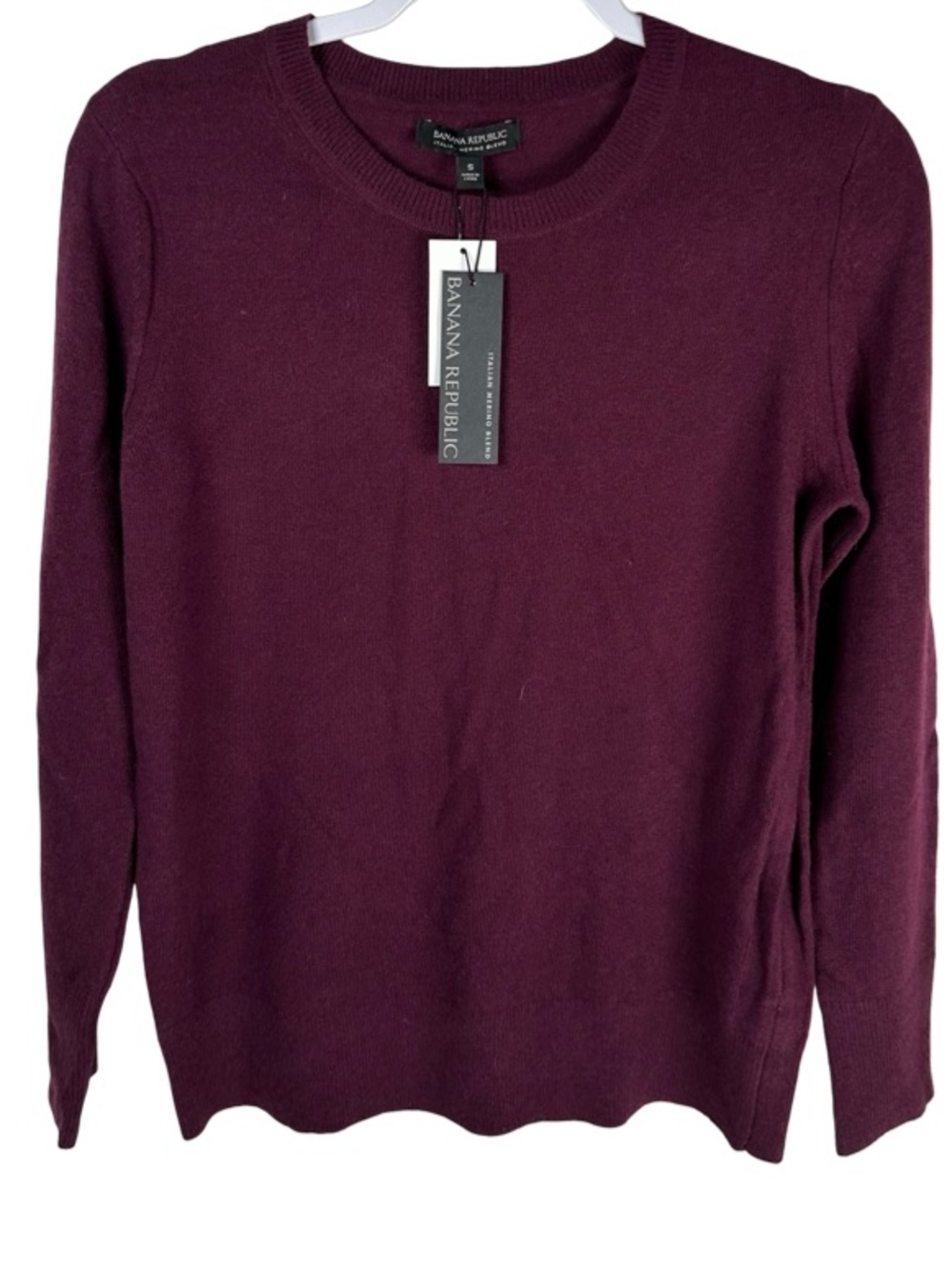 Banana Republic Burgundy Italian Merino Wool Crewneck Sweater Size Small NWT